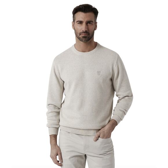 Chaps Men's‎ Original Crewneck Solid Sweater Oatmeal Sweater Cream Size XL - Picture 1 of 6